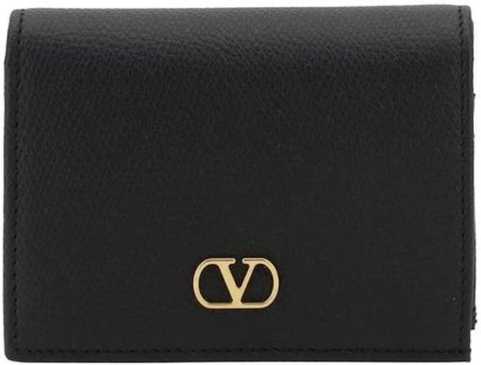 Leather Billfold Wallet with VLogo Plaque Women - Black, 4 of 3