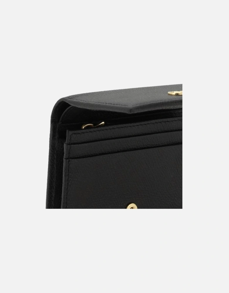 Leather Billfold Wallet with VLogo Plaque Women - Black