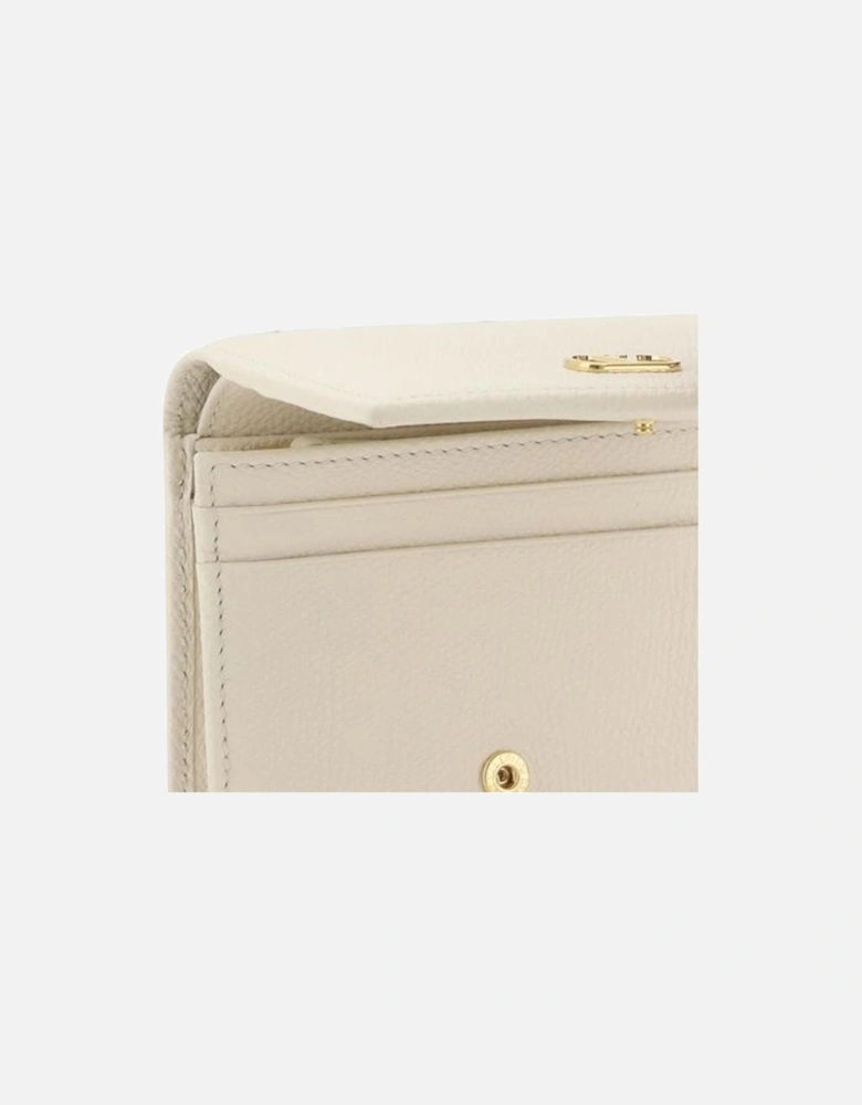 Leather Billfold Wallet with VLogo Plaque Women - Cream