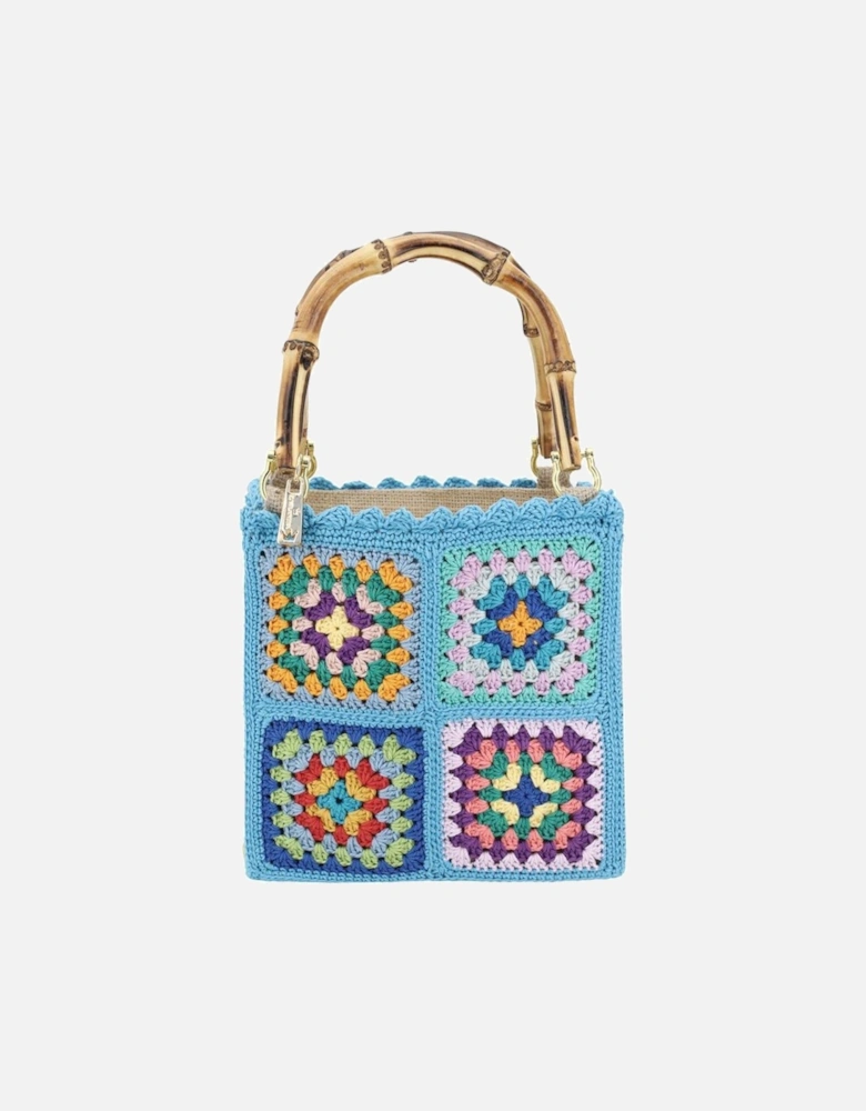 Crochet Mini Handbag with Bamboo Handles Women - Multicolor