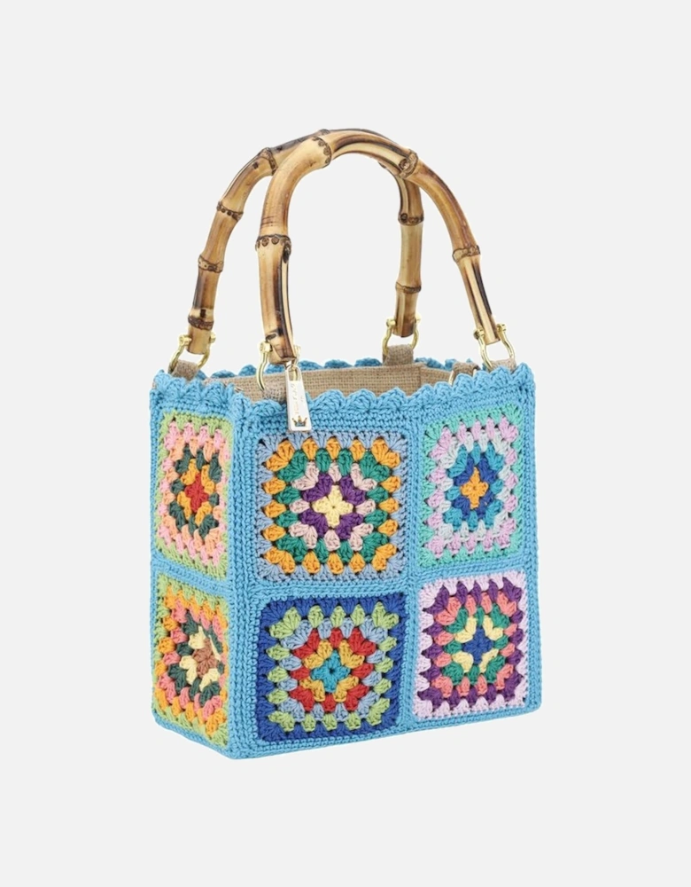 Crochet Mini Handbag with Bamboo Handles Women - Multicolor