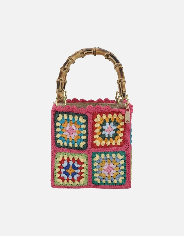 Summer Mini Handbag with Double Bamboo Handle Women - Multicolor