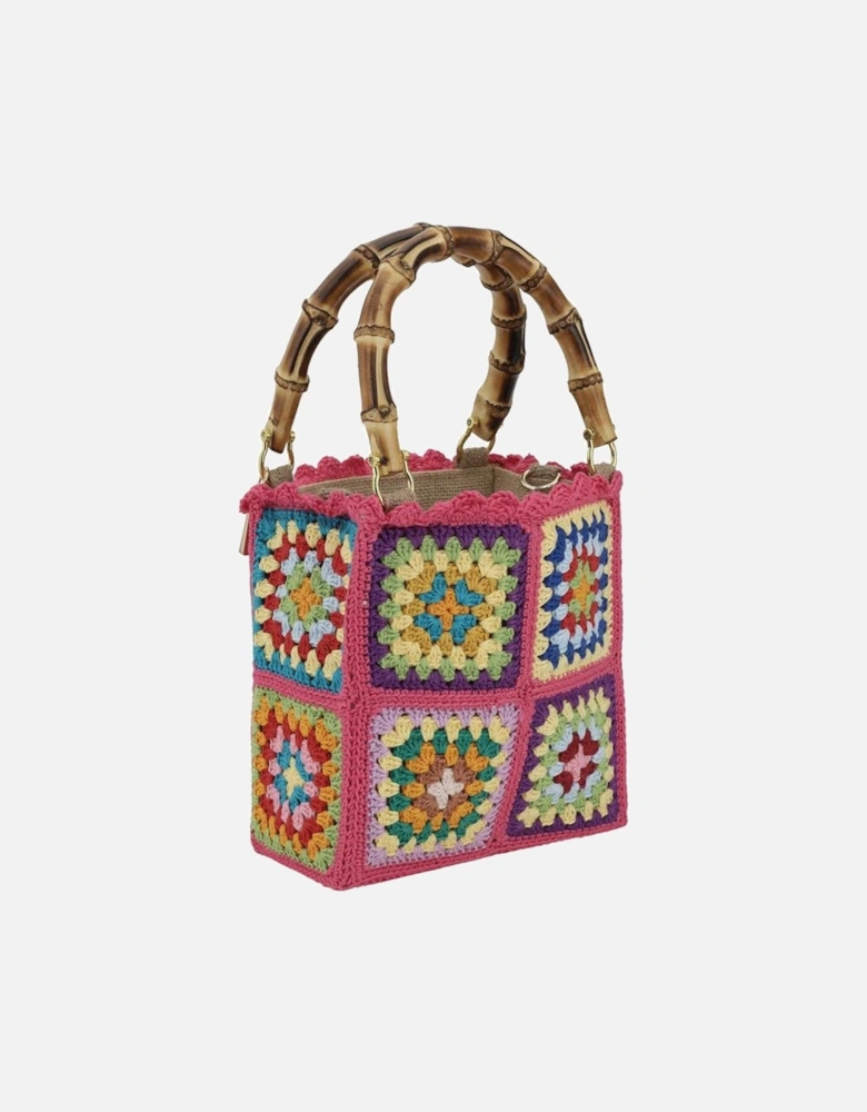 Summer Mini Handbag with Double Bamboo Handle Women - Multicolor