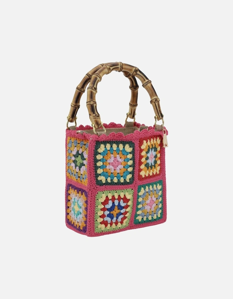 Summer Mini Handbag with Double Bamboo Handle Women - Multicolor