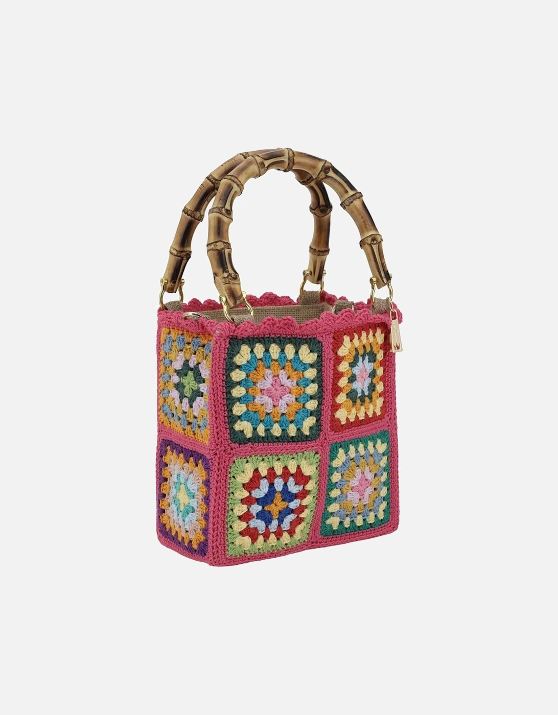 Summer Mini Handbag with Double Bamboo Handle Women - Multicolor