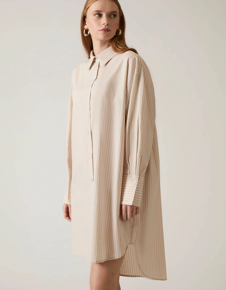 Beige-White Striped Shirt