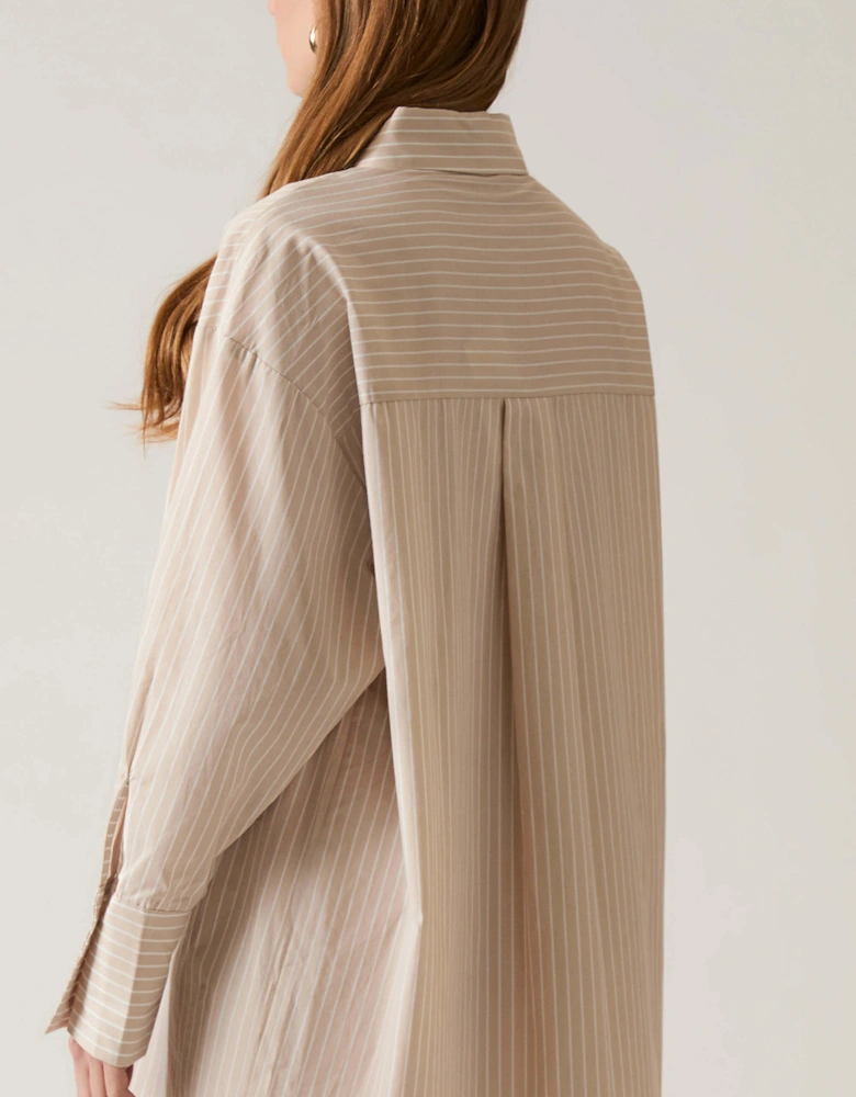 Beige-White Striped Shirt