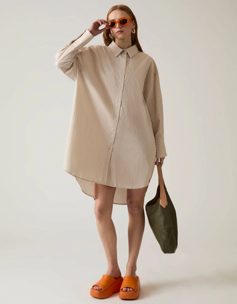 Beige-White Striped Shirt