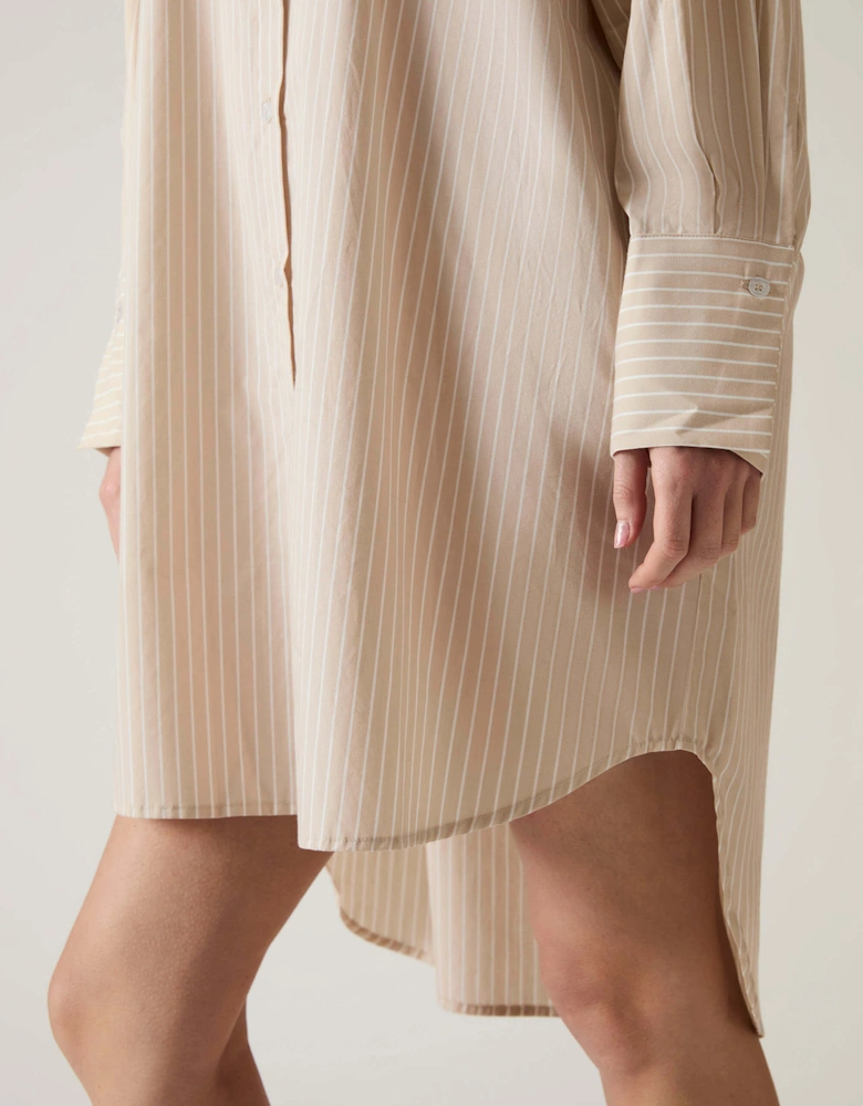 Beige-White Striped Shirt