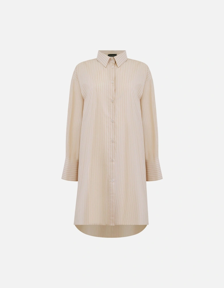 Beige-White Striped Shirt
