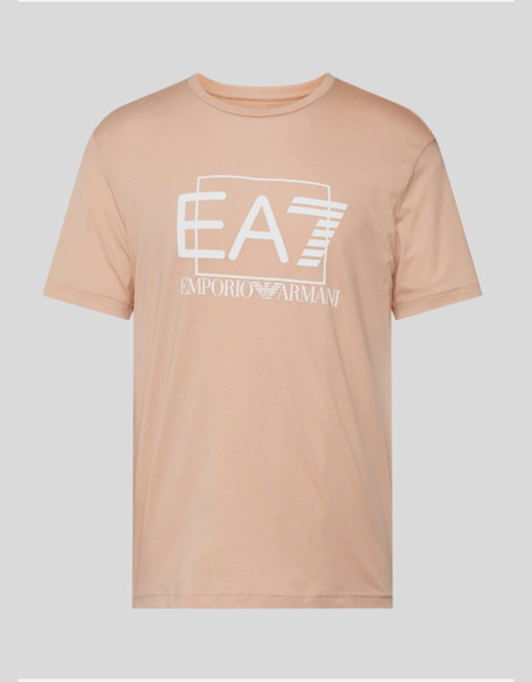 EA7 Men's Box Logo T Shirt - Salmon Pink - Tan - Size: 36
