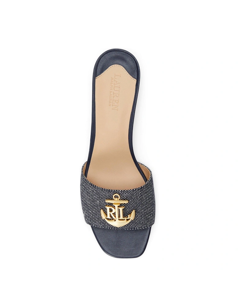 Fay Logo Flat Sandal - Navy