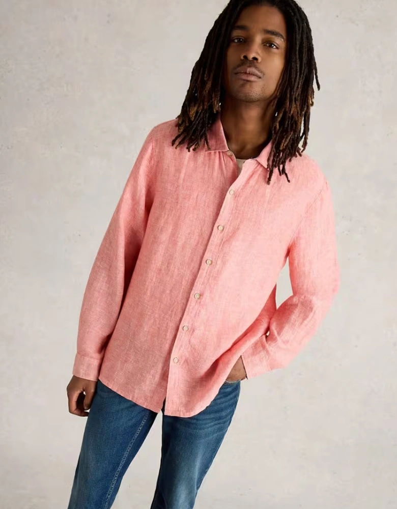 Men's Keswick Long Sleeve Linen Shirt Mid Pink