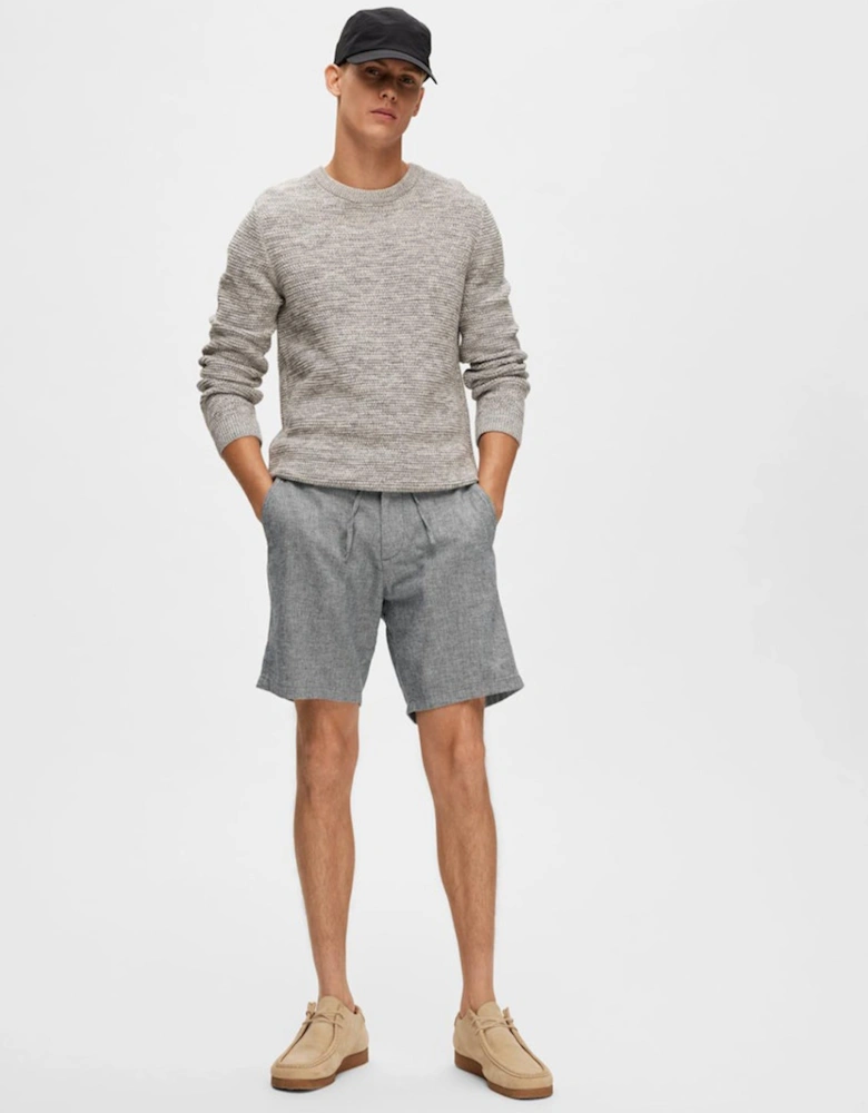 Homme Brody Regular Fit Linen Shorts Sky Captain Mixed with Oatmeal