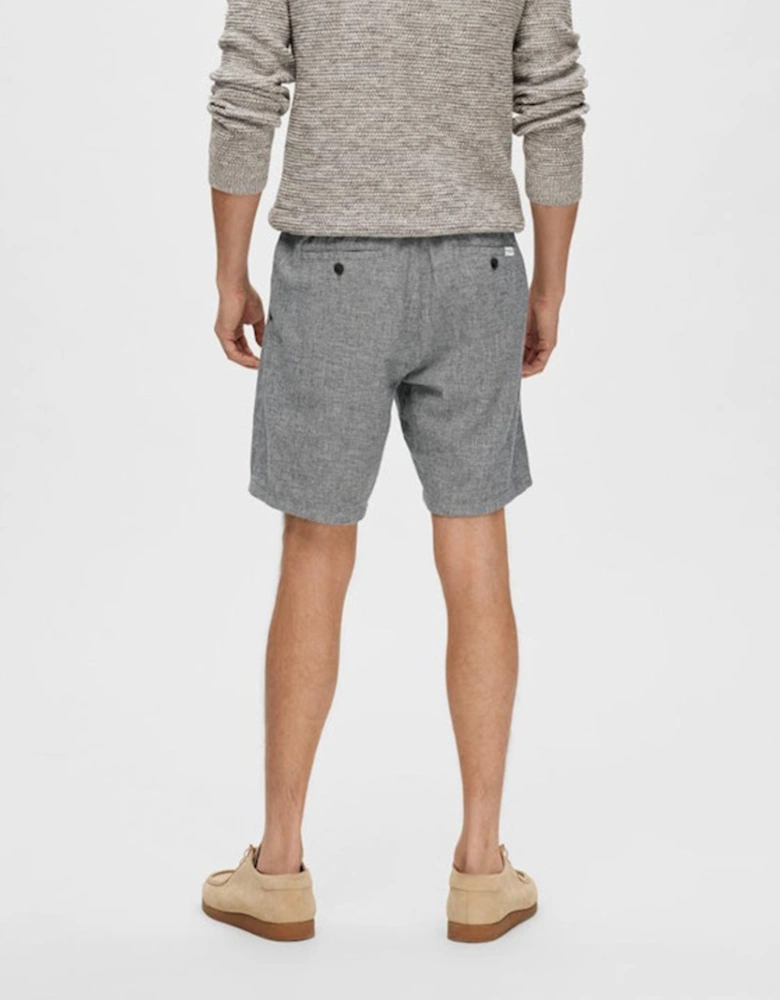 Homme Brody Regular Fit Linen Shorts Sky Captain Mixed with Oatmeal