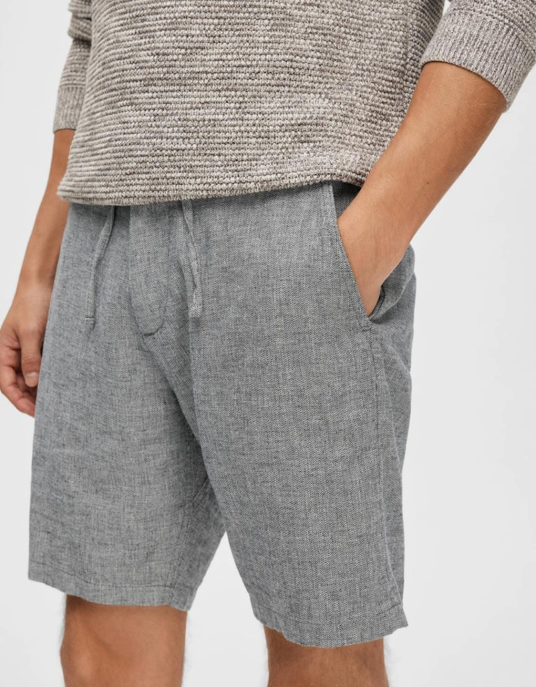 Homme Brody Regular Fit Linen Shorts Sky Captain Mixed with Oatmeal