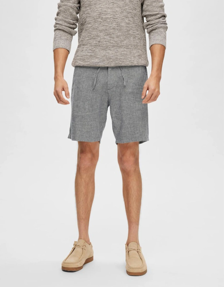 Homme Brody Regular Fit Linen Shorts Sky Captain Mixed with Oatmeal