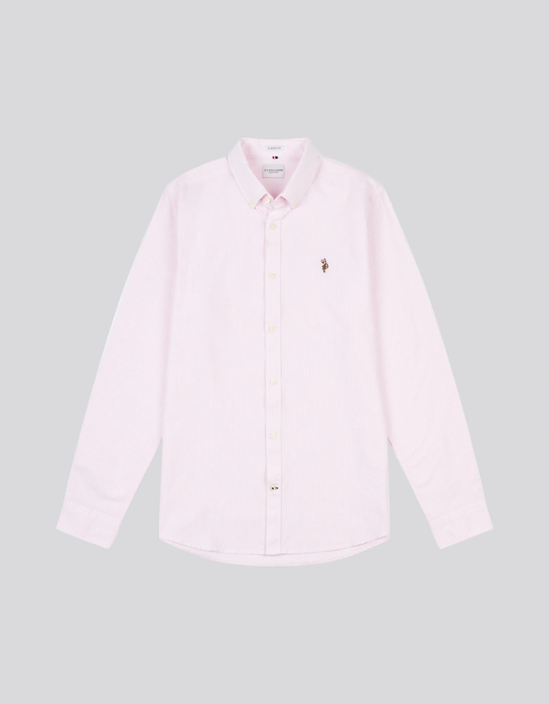 U S Polo Assn Men's Oxford Stripe Long Sleeve Shirt Tickled Pink