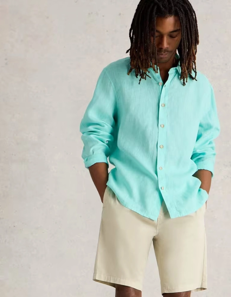 Men's Keswick Long Sleeve Linen Shirt Bright Blue