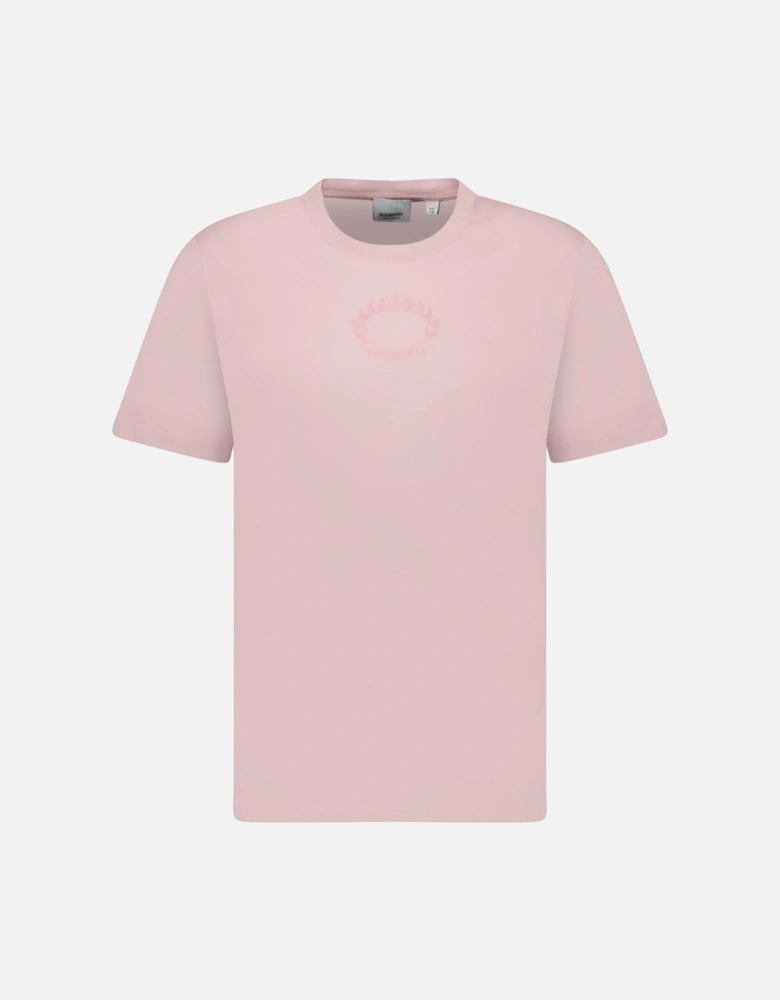 'Margot' Embroidery Logo T-Shirt Pink