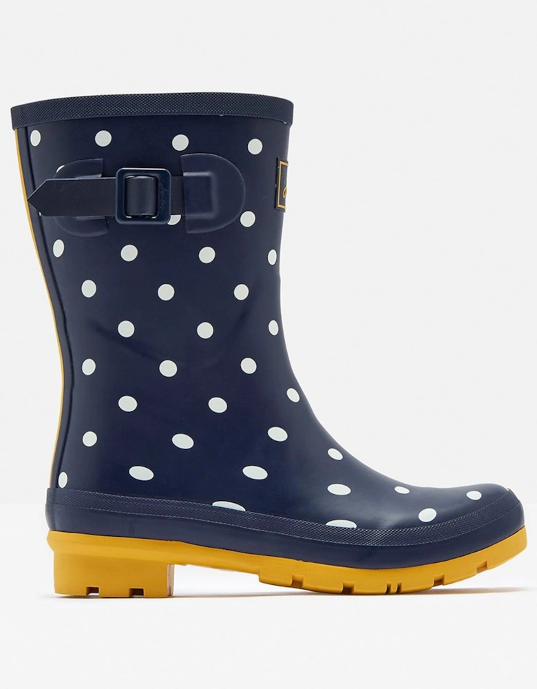 MOLLY WELLY Womens Rubber Mid-Calf Wellies French Navy Spot