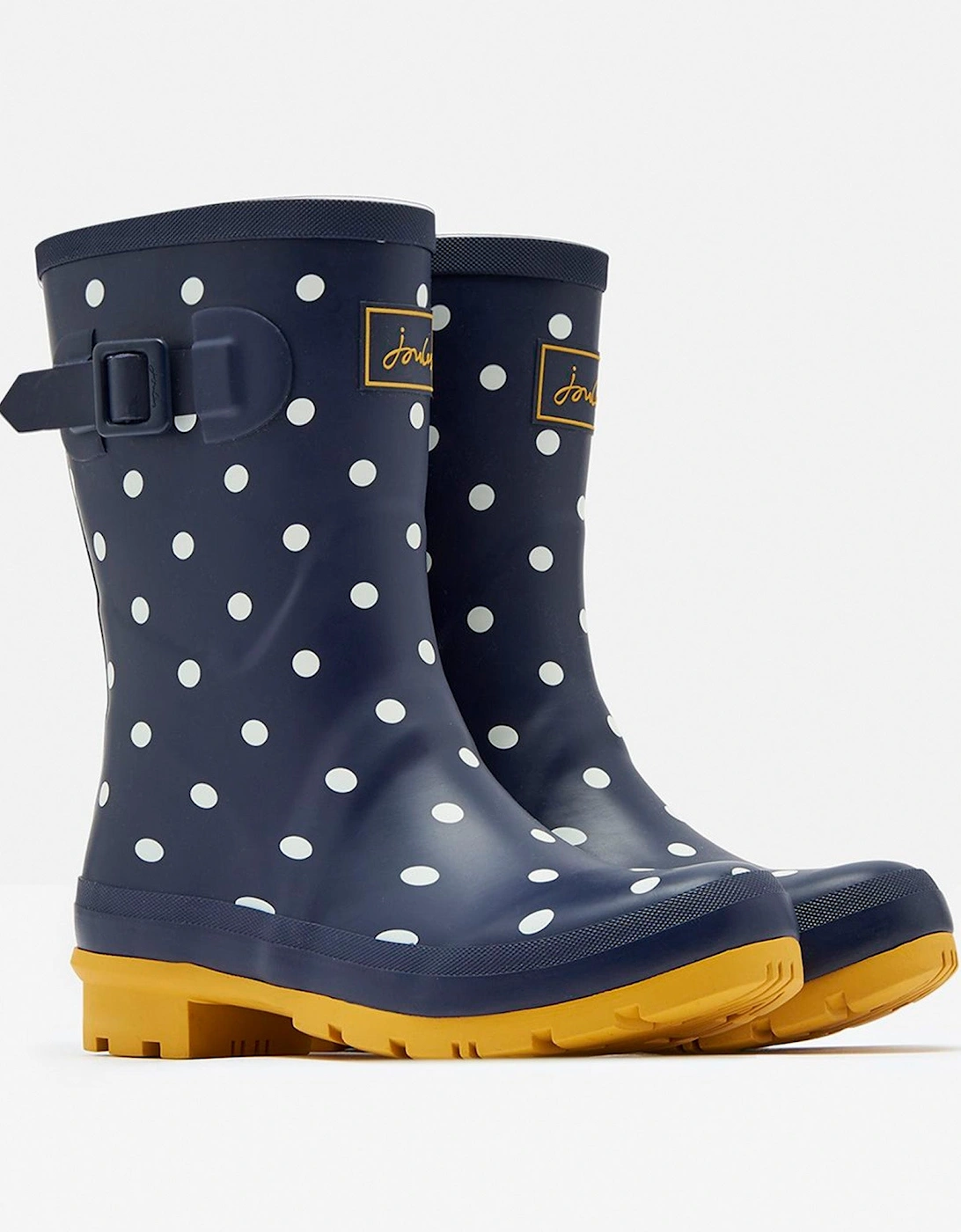 MOLLY WELLY Womens Rubber Mid-Calf Wellies French Navy Spot