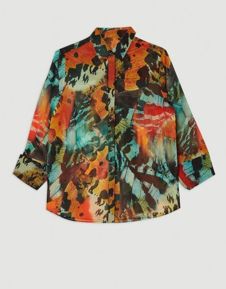 Butterfly Viscose Georgette Beach Shirt