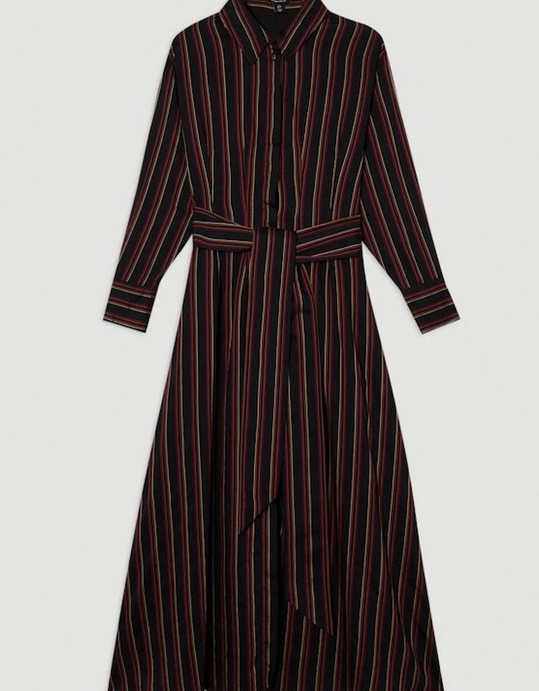 Premium Cotton Tailored Belted Shirt Maxi Dress