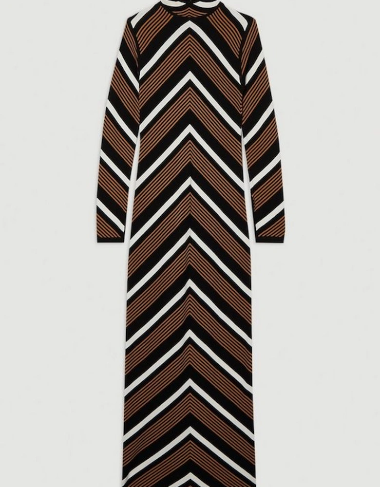 Contrast Stripe Detail Knitted Maxi Dress