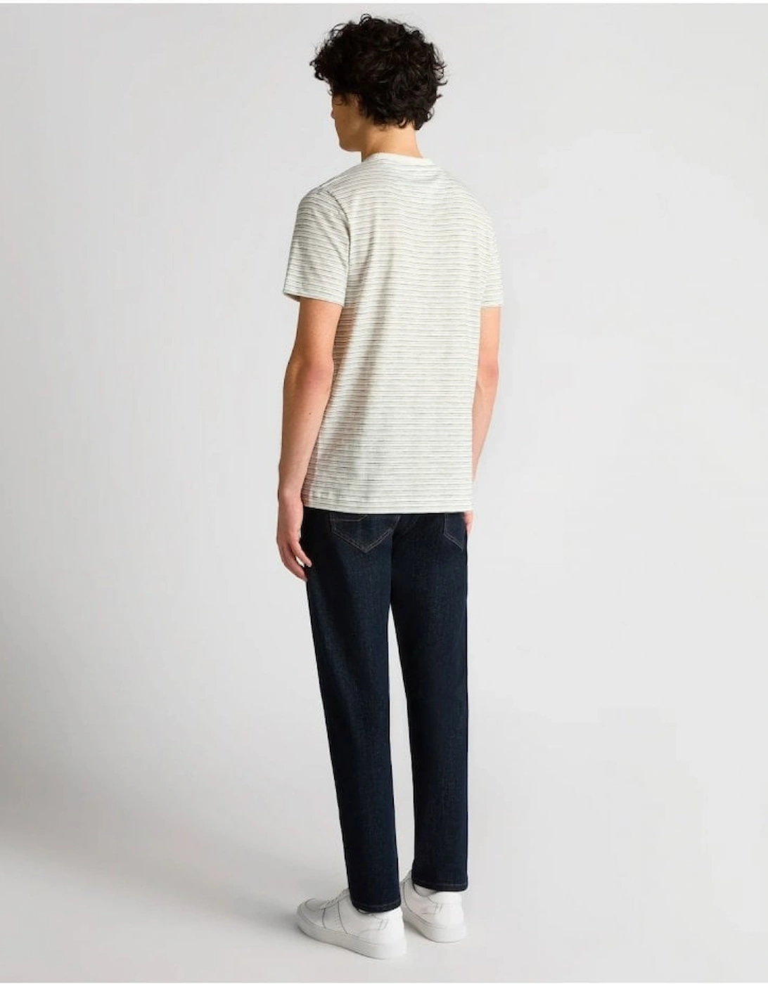 Cotton Stripe T Shirt Stone/navy