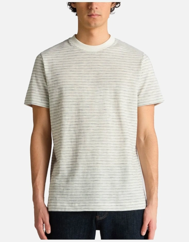 Cotton Stripe T Shirt Stone/navy