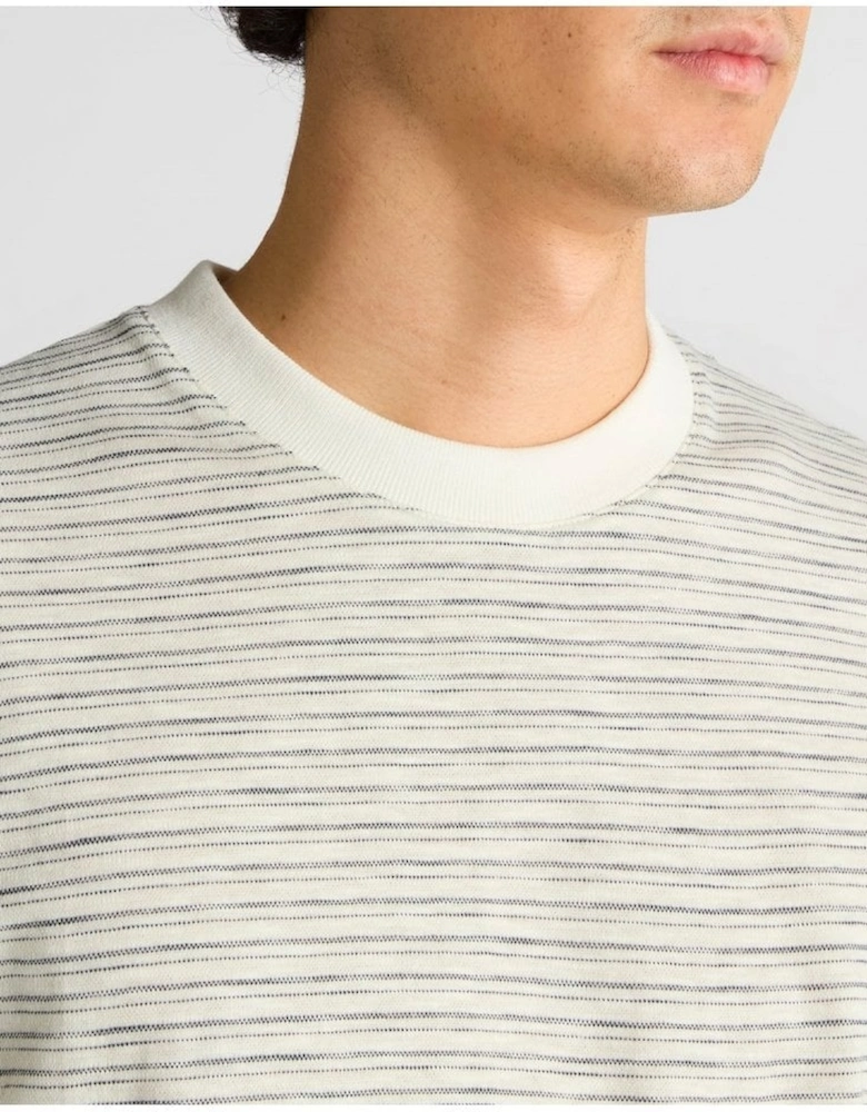 Cotton Stripe T Shirt Stone/navy