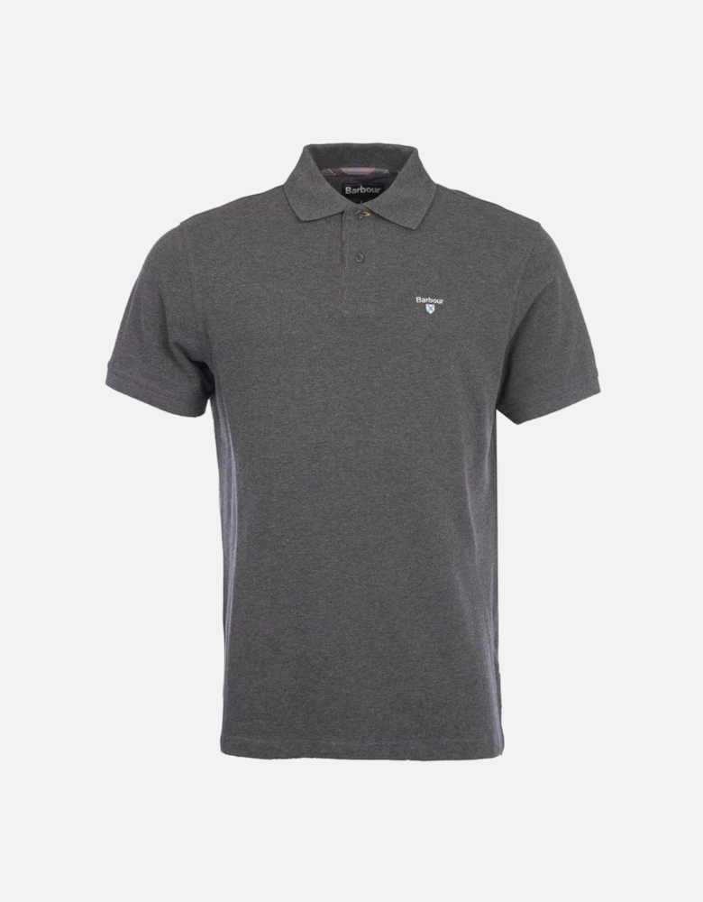 Men's Slate Grey Tartan Pique Polo Shirt