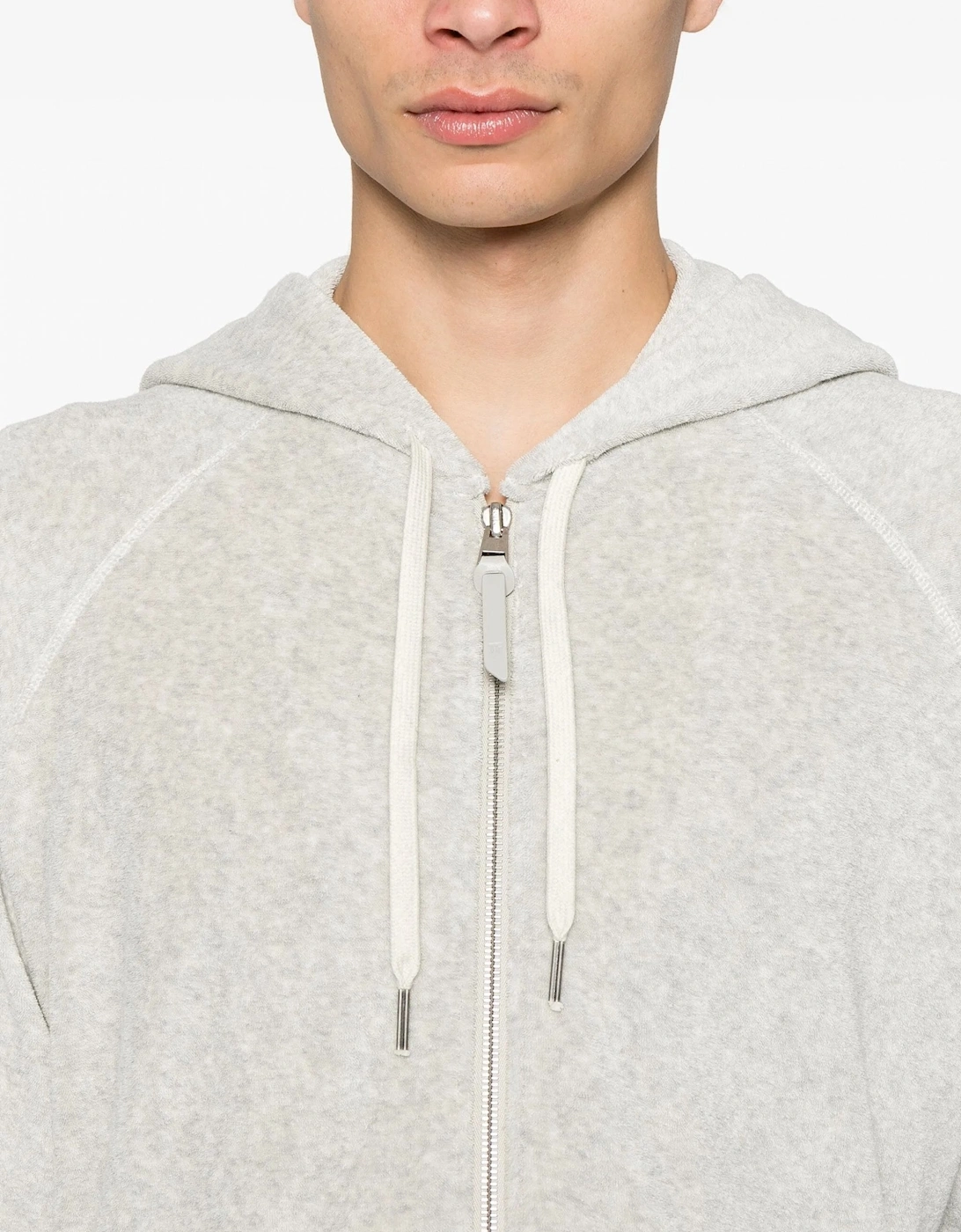 Luxury Towelling Zip Hooded Top Grey