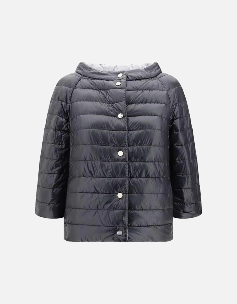 Reversible Padded Jacket with Boat Neck and 3/4 Sleeves Women -