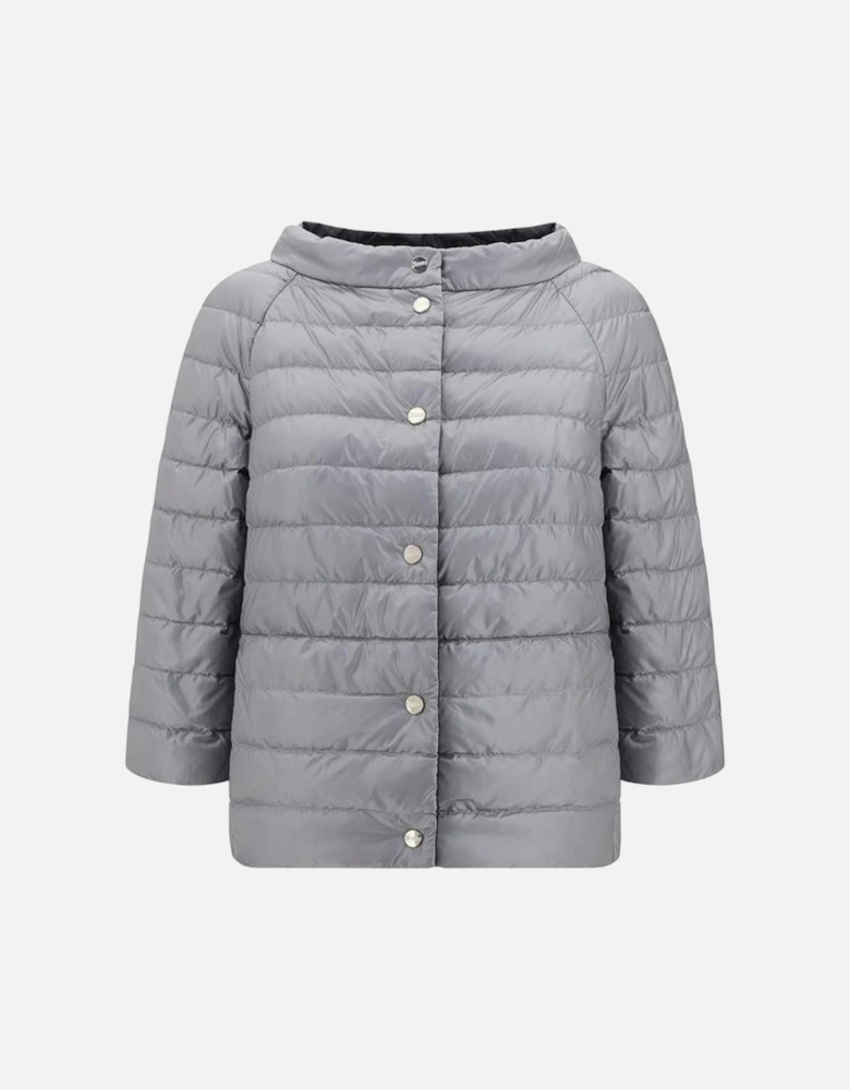 Reversible Padded Jacket with Boat Neck and 3/4 Sleeves Women -
