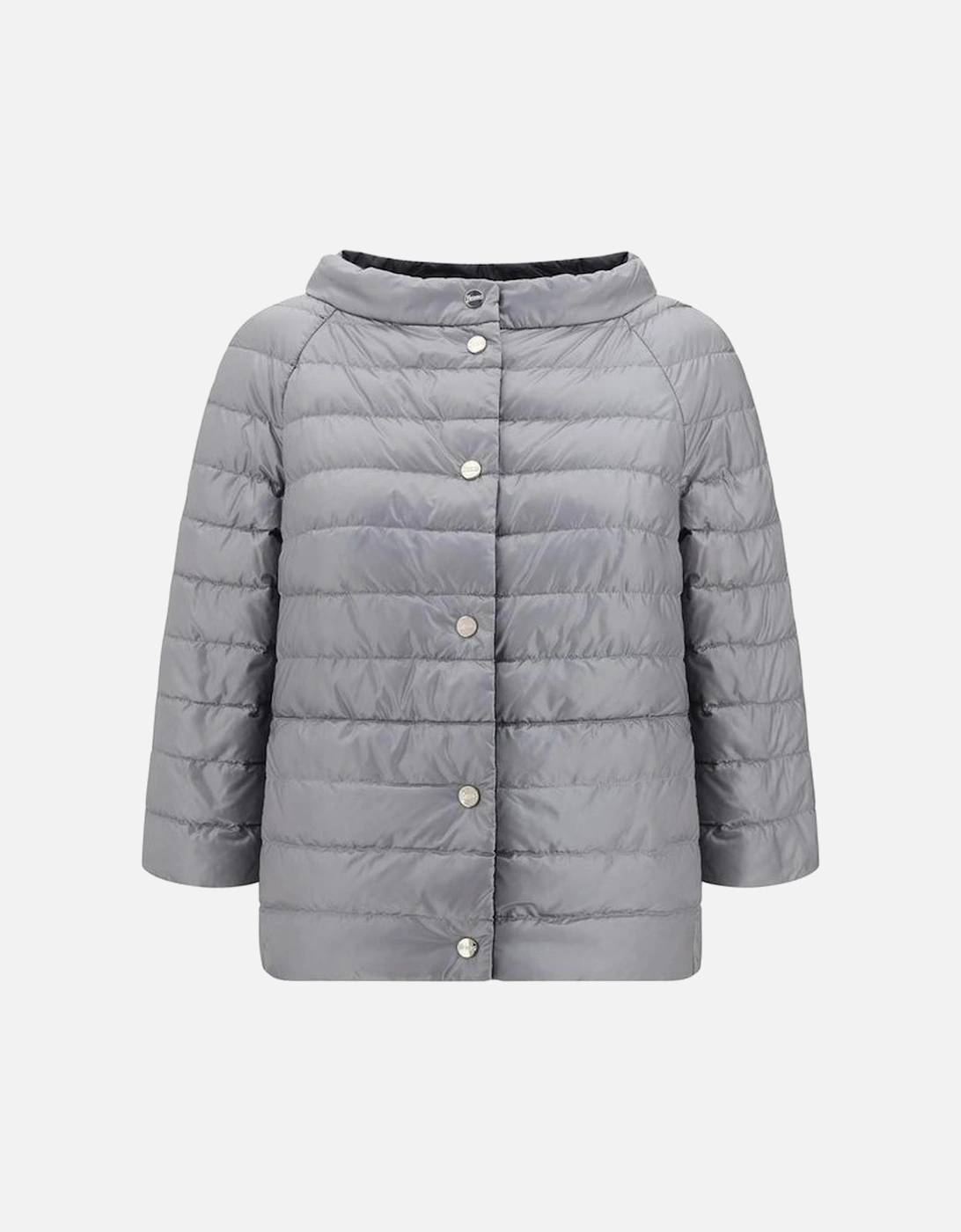Reversible Padded Jacket with Boat Neck and 3/4 Sleeves Women -