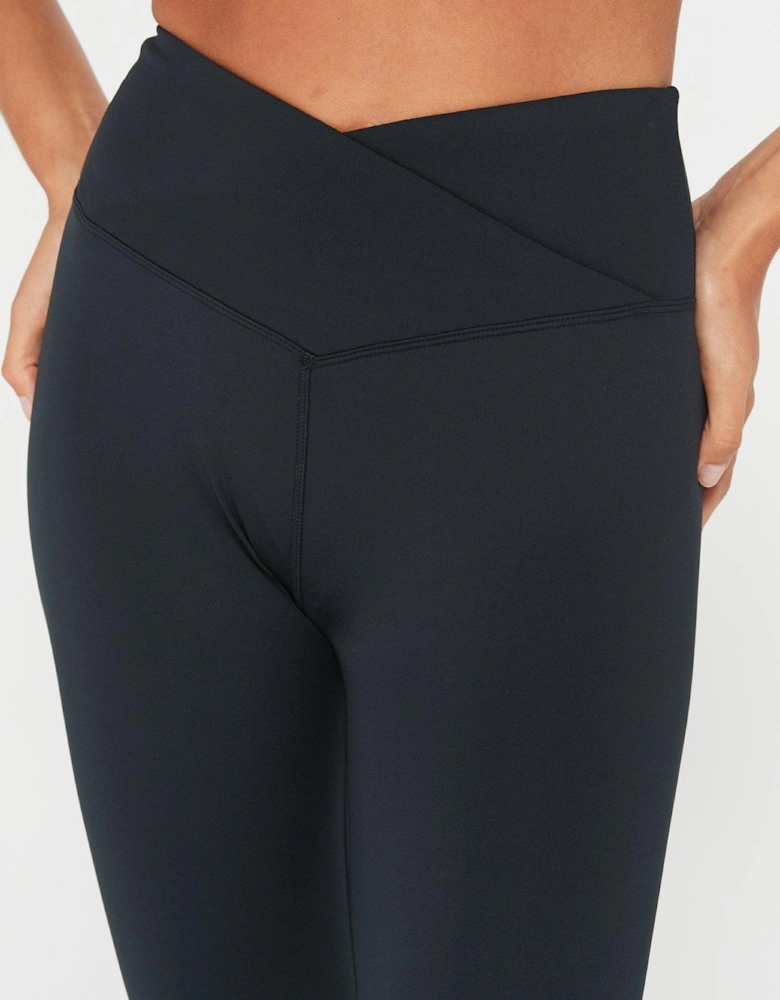 Athleisure Wrap Waist Leggings - Black