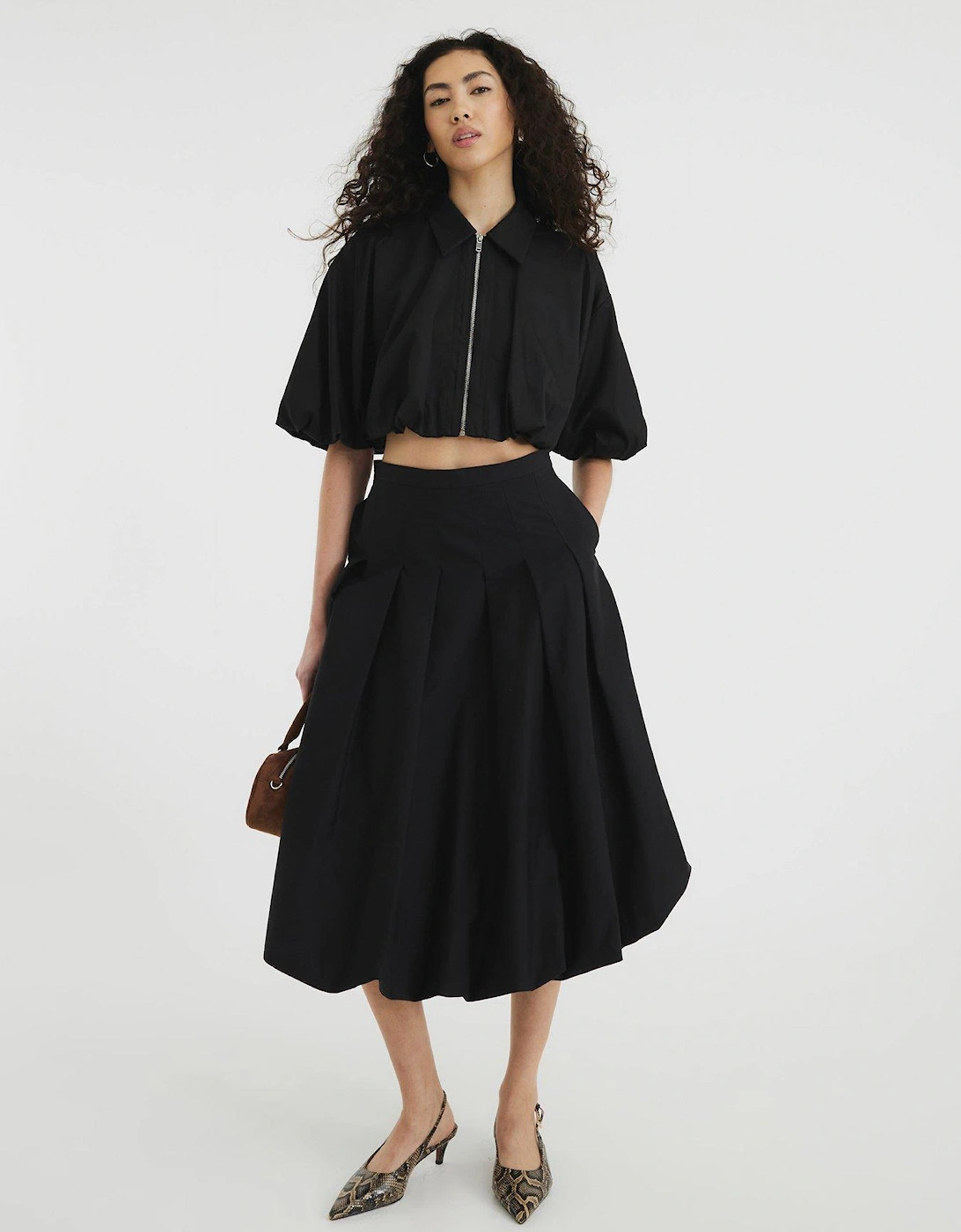 Puffball Midi Skirt - Black