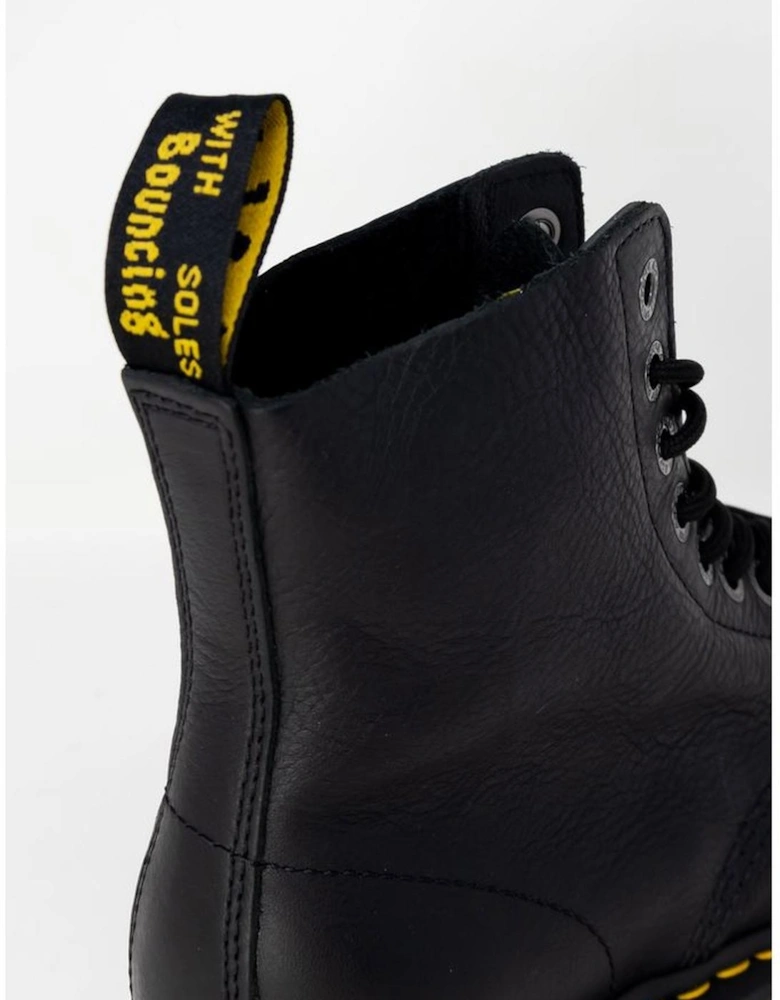 Leather Combat Boots with 3cm Heel Women - Black