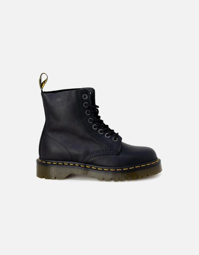 Leather Combat Boots with 3cm Heel Women - Black