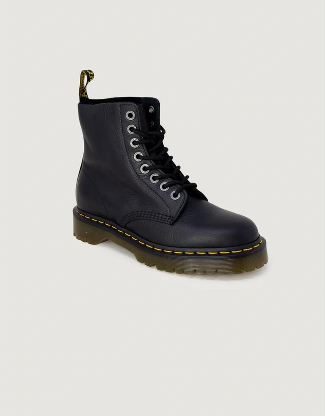 Leather Combat Boots with 3cm Heel Women - Black
