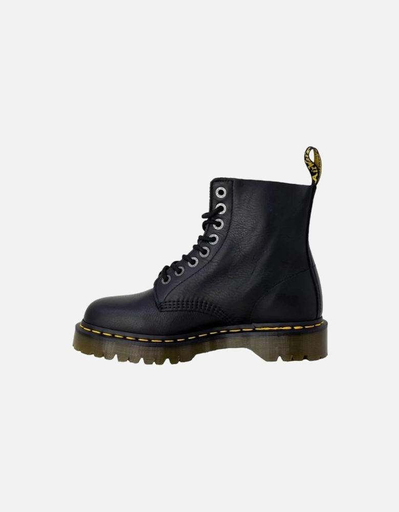 Leather Combat Boots with 3cm Heel Women - Black