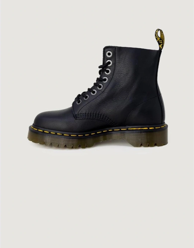 Leather Combat Boots with 3cm Heel Women - Black