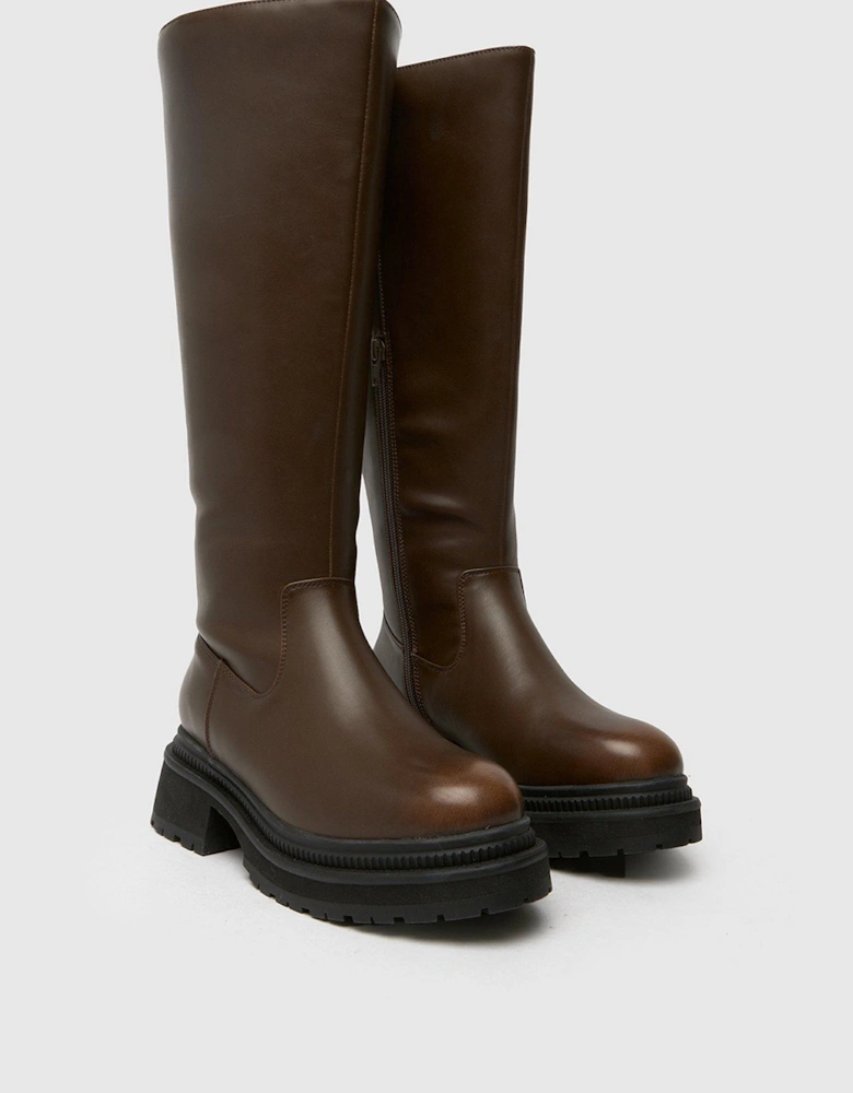 Wide Fit Delma Knee High Boot - Brown