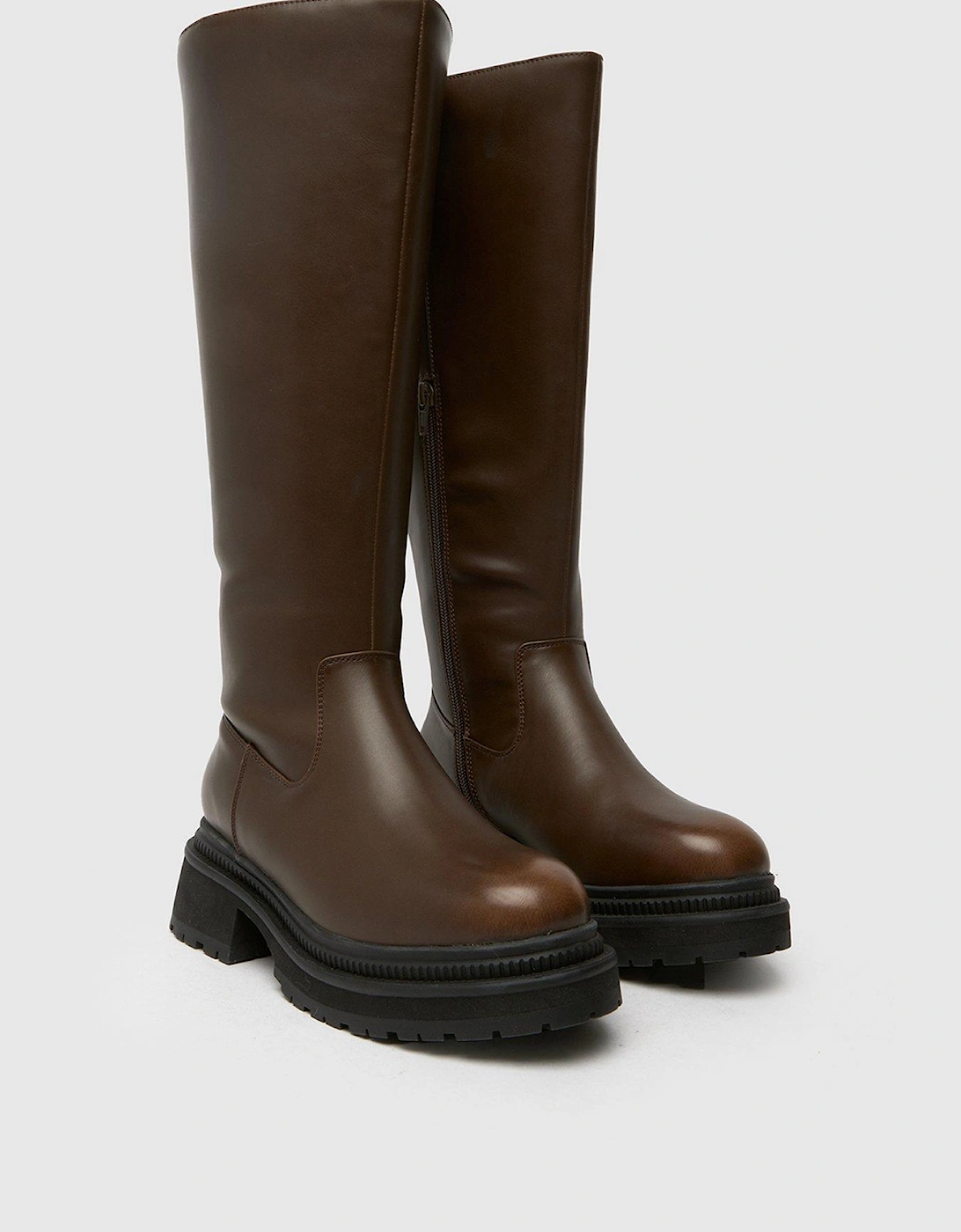 Wide Fit Delma Knee High Boot - Brown