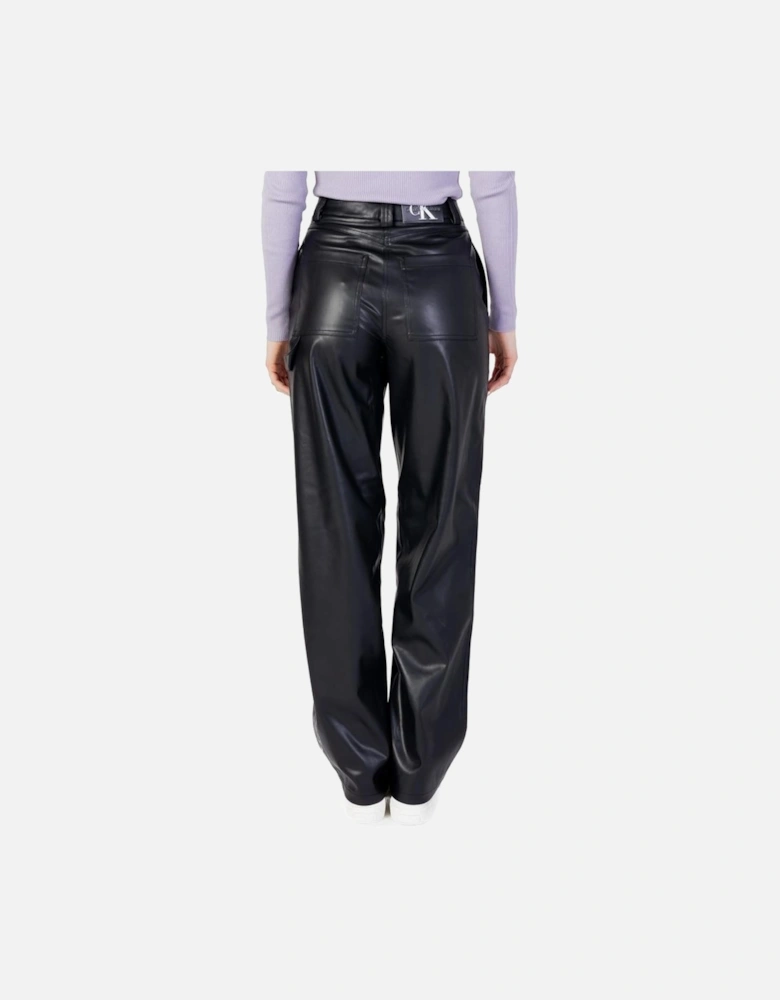 Regular Fit Polyurethane-Blend Pants Women - Black Jeans