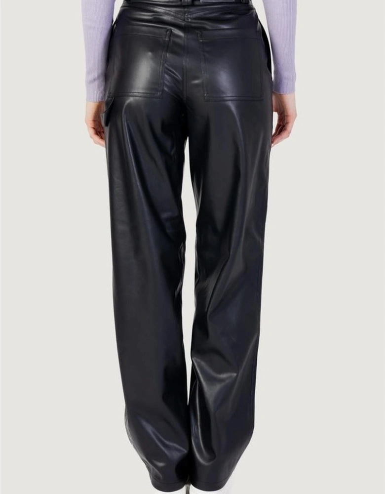 Regular Fit Polyurethane-Blend Pants Women - Black Jeans