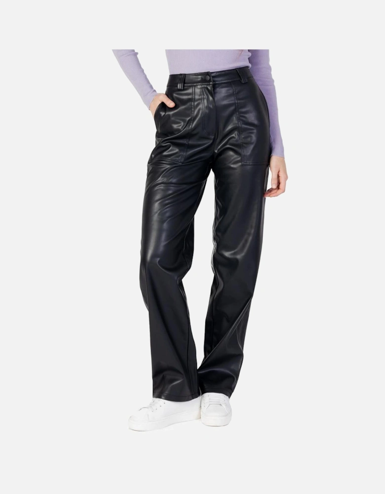 Regular Fit Polyurethane-Blend Pants Women - Black Jeans