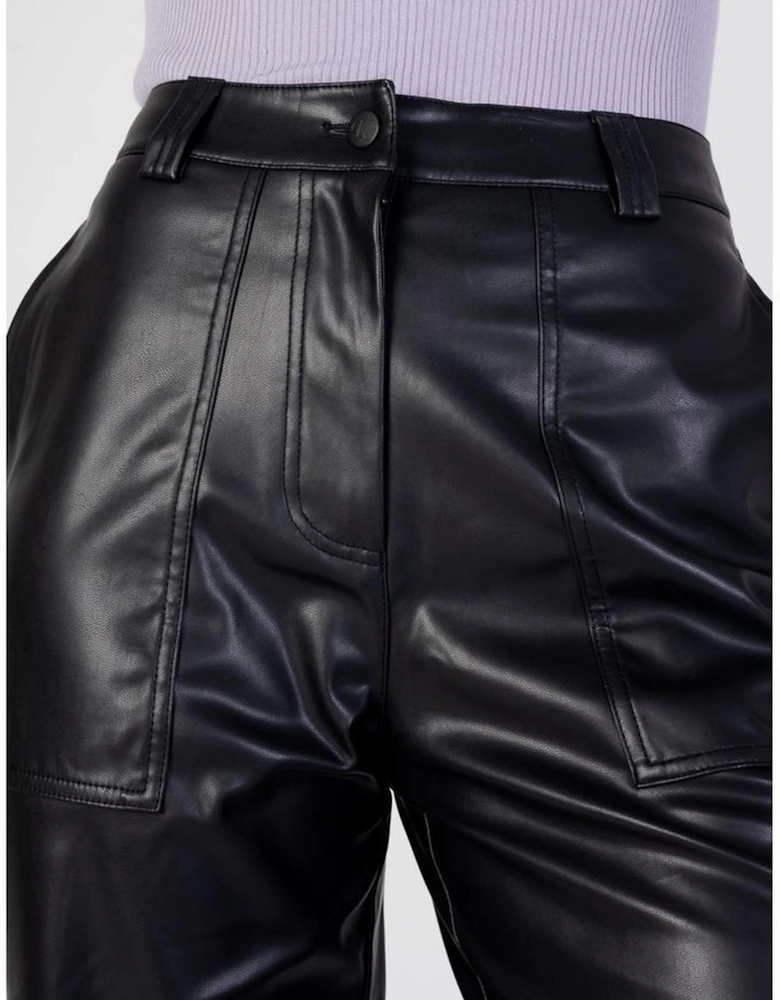 Regular Fit Polyurethane-Blend Pants Women - Black Jeans